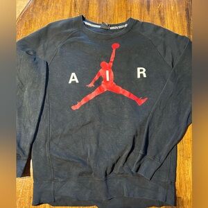 Jordan Men's Black Crewneck Sweater with Red Jumpman